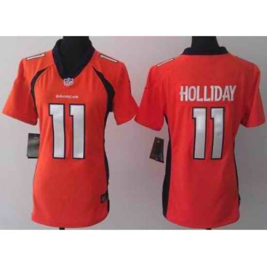 Women Nike Denver Broncos 11 Trindon Holliday Orange Jerseys 2013
